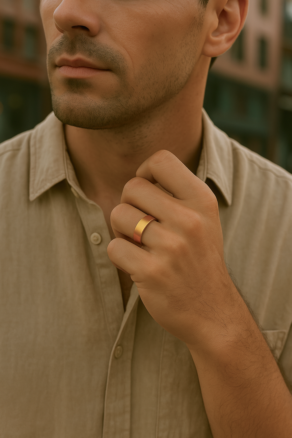 gold plated tungsten wedding ring for men